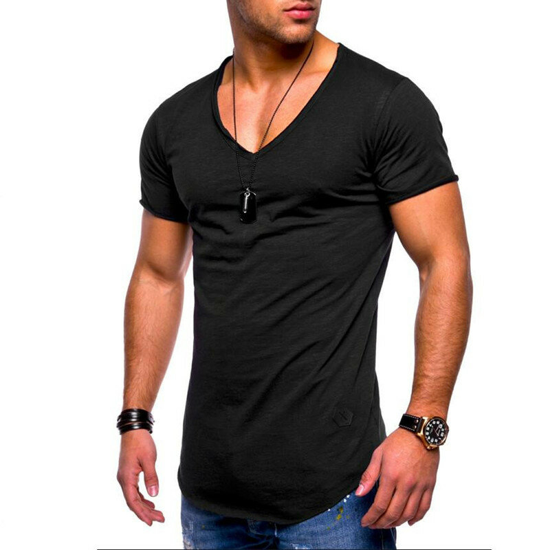 Camiseta con cuello en V para hombre,camiseta de culturismo para fit 