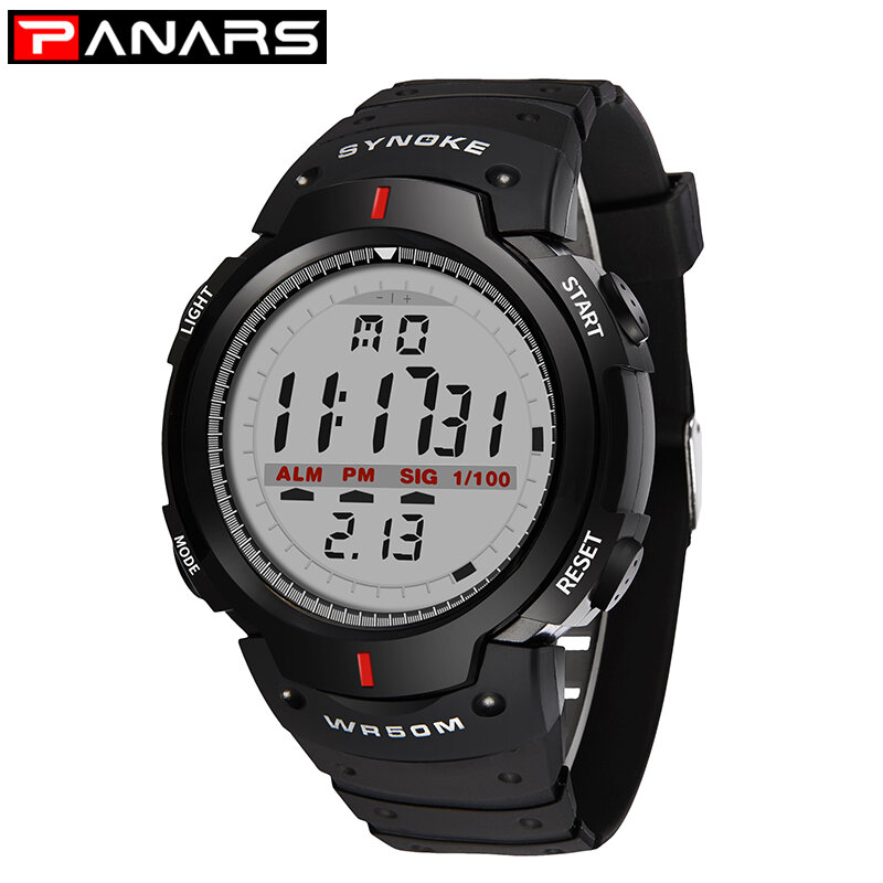 PANARS-ساعة يد رياضية للرجال ، ساعة يد رقمية LED ، عسكرية ، إلكترونية ، موضة ، مقاومة للماء ، غوص
