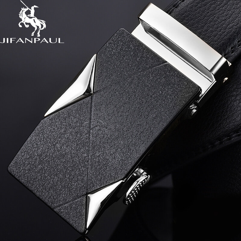 JIFANPAUL Belt Men's Leather Black Metal Automatic Buckle Designed for Trendy Youth's Fashion Business Luxury Belt Free Shipping