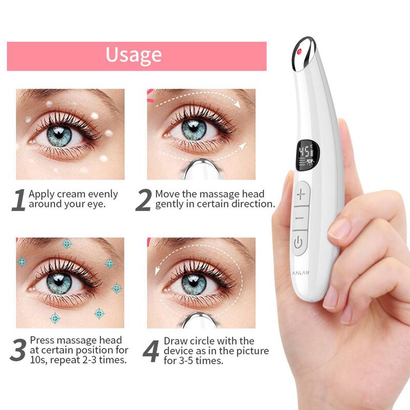 ANLAN Electric Eye Massager Anti ริ้วรอยรอบดวงตานวด Anti Aging Eye Care LED ร้อนนวด USB ชาร์จอุปกรณ์นวด
