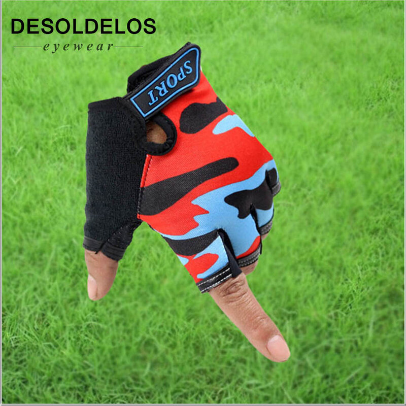 Nuevos guantes bonitos para niños, Luvas deportivas al aire libre para 4-12 años, guantes sin dedos con patrón de cielo