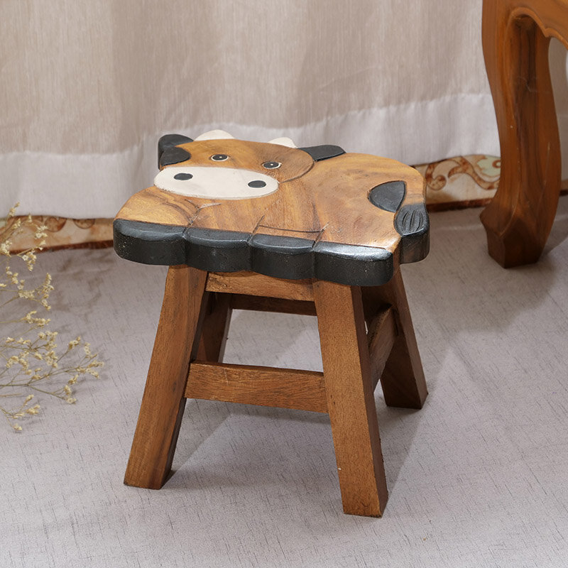 Небольшой деревянный стул для детей и студентов, креативный милый мультяшный домашний стул для смены обуви