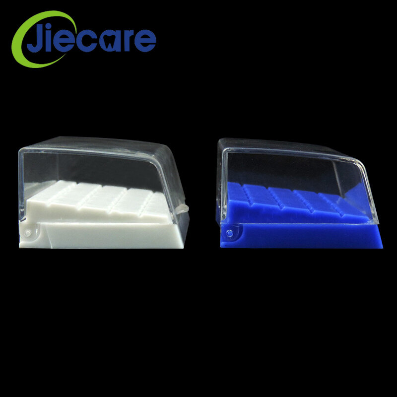 Caja de bloque de desinfección de plástico para fresas dentales, equipo de laboratorio de productos de dentista, 24 agujeros, color azul/blanco, gran oferta, 1 unidad