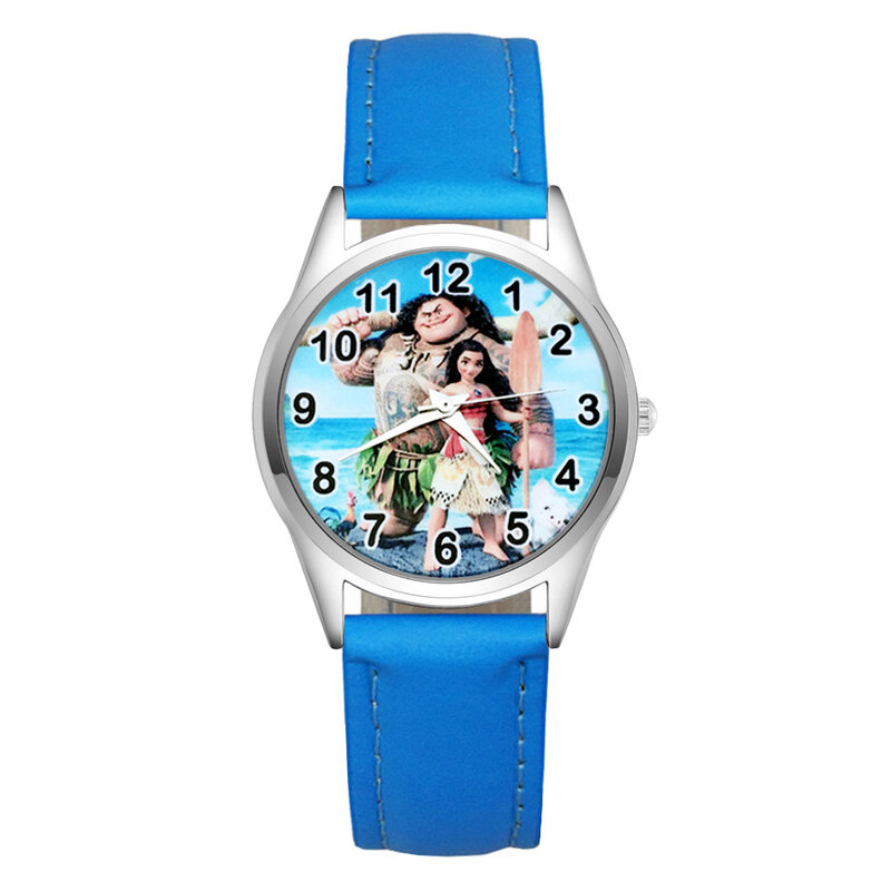 Cartoon śliczne Moana dla dzieci w stylu zegarki dla dzieci studenci dziewczyny skóra Quartz pasek na rękę zegarek na rękę JC41