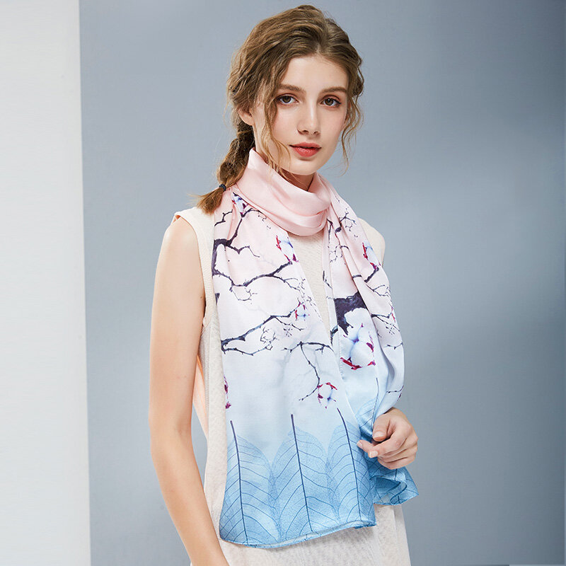 Foulard en soie véritable 100% pour femmes, châles et enveloppes en soie de luxe pour dames, Vintage Hangzhou, foulard Long en soie Pure 2021
