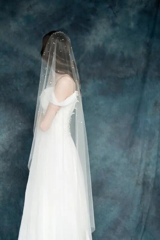 New Arrival Ivory/White Wedding Bridal Veils Pearls Wedding Veils Free Shipping