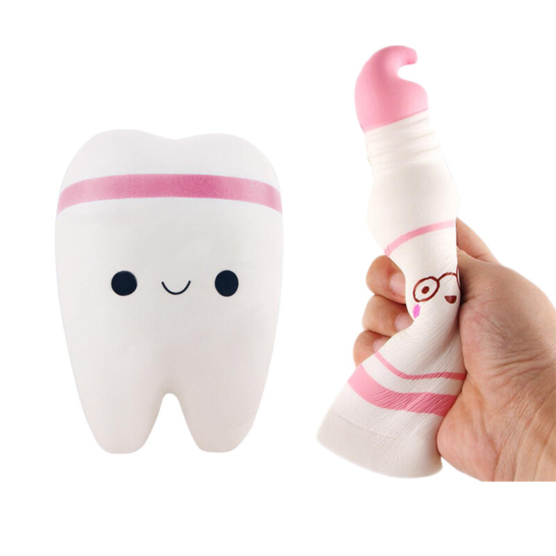 Squishy การ์ตูนยาสีฟันและฟันรูปแบบ Squeeze Healing เด็กสนุกของขวัญของเล่นป้องกันความเครียด Pinched สีฟ้า/ของเ...