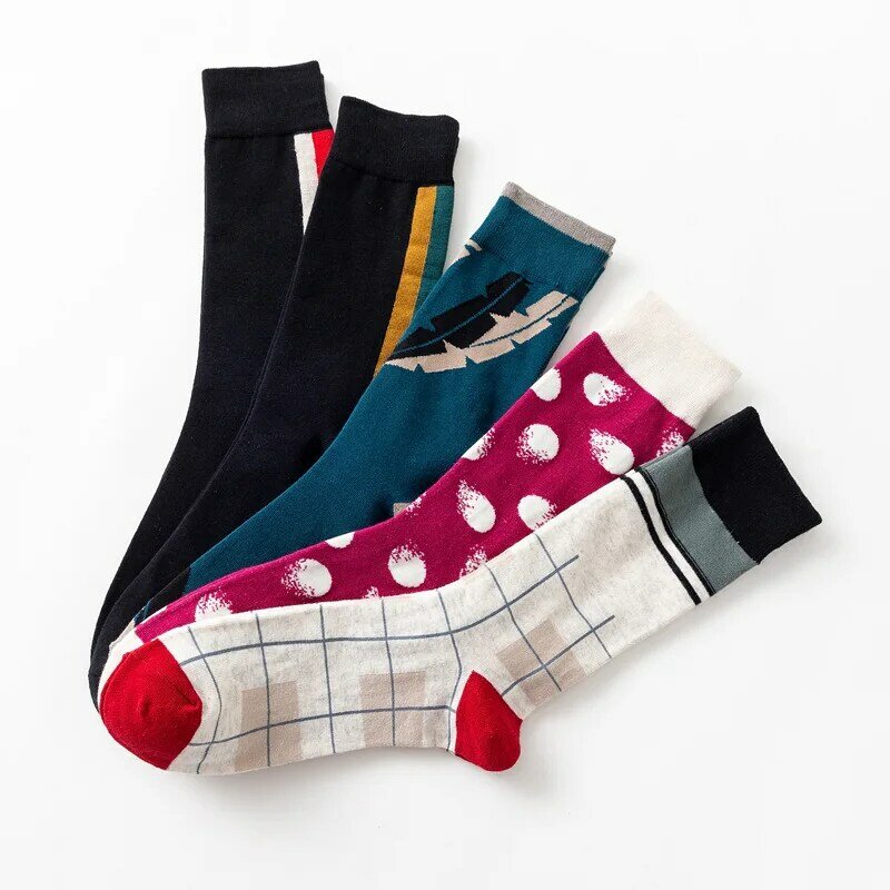 Herfst en winter nieuwe Europese en Amerikaanse tij sokken mannen katoenen sokken grote grootte in de hoge buis gelukkig sokken
