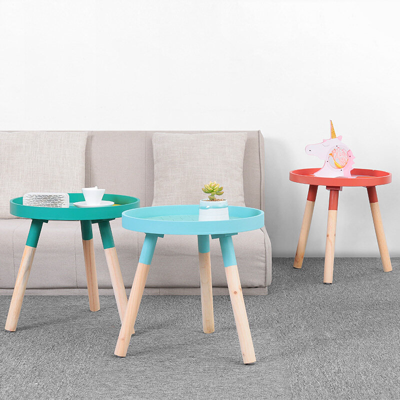 Nordic nowoczesny minimalistyczny okrągły salon taca herbaciana tabeli kreatywny stałe drewniany stolik kawowy wielofunkcyjny mini sofa stolik