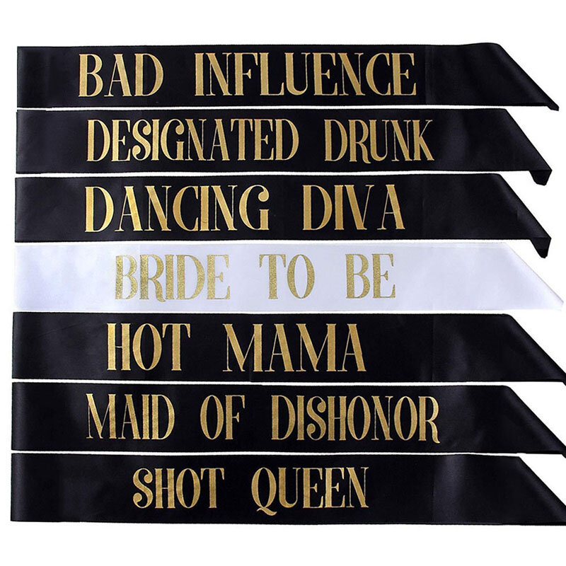 7pcs Bride To Be Team Bride Tribe Satin Ribbon Sash Wedding Party Bridal Shower Bachelorette Party Decoration Game Favor Gifts