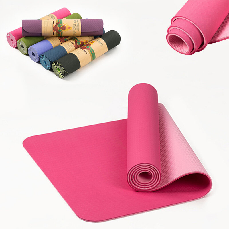 Tapis de Yoga élastique antidérapant en TPE, 6MM, matelas de gymnastique multicolore pour débutant, Fitness environnemental, Pilates