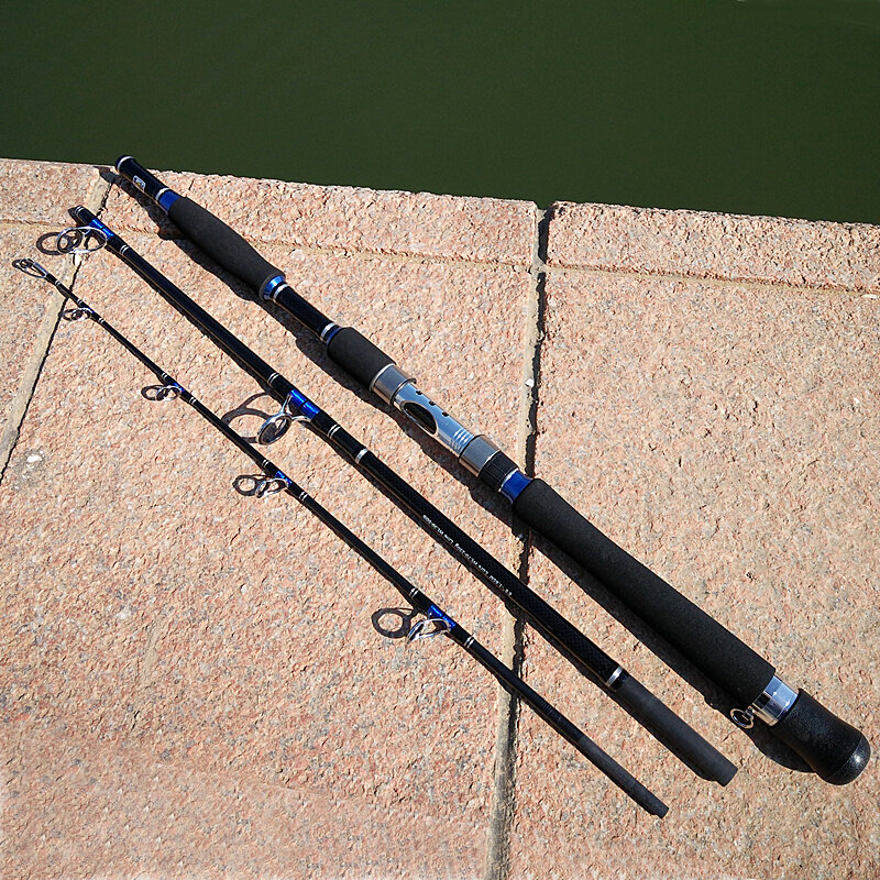 1.8m 1.95m 2.1m 2.28m Carbon Jigging Rod spinning Boat trolling fishing rod XH action 3 sections lure 70-250g hard power pole
