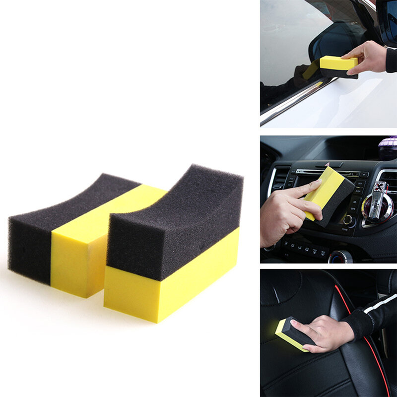 Almohadillas aplicadoras para Contorno de neumáticos, esponja de pulido de Color brillante, cera, 6 unidades