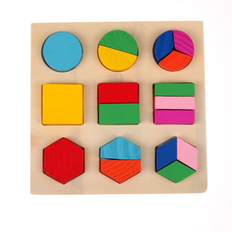 Giocattoli di legno del bambino dei bambini giocattoli di Montessori di apprendimento precoce della geometria variopinta di Puzzle 3D per i Puzzle di legno del giocattolo dei bambini Dropshipping