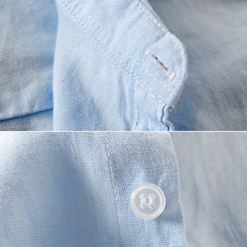 Holyrising – chemise à manches sept-quarts pour homme, chemise décontractée, en lin, bleu dégradé, nouvelle collection été 100%, 18815 – 5
