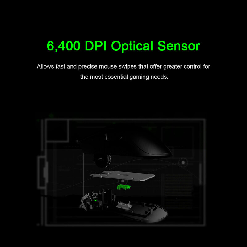 Razer deathadder essencial wired gaming mouse 6400dpi ergonômico profissional-grau sensor óptico razer ratos para computador portátil