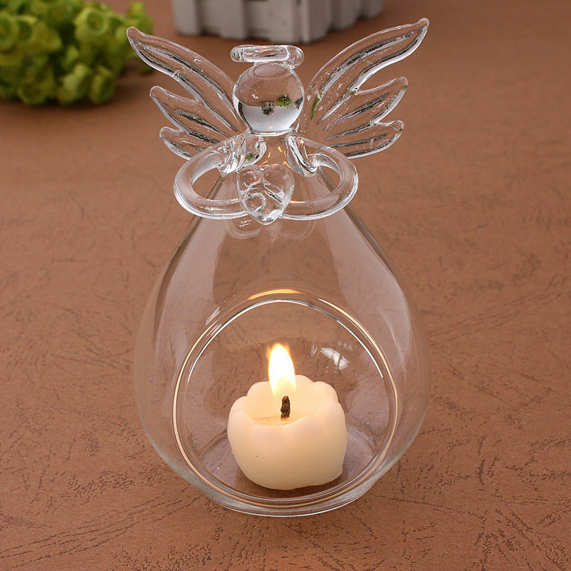 Gorąca sprzedaż moda kreatywny anioł szkło kryształowe do zawieszenia herbaty świecznik Home Room Party Decor świeczniki uchwyty do przechowywania