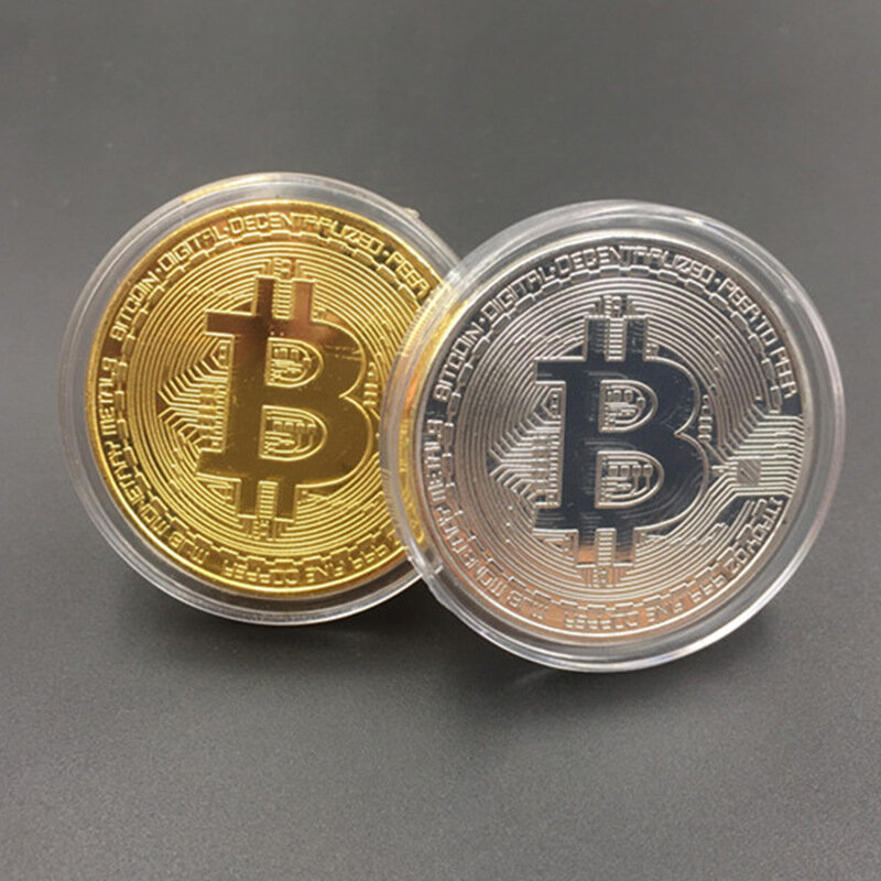 40mm collezione moneta Bitcoin placcato in oro bronzo fisico Bitcoin Casascius Bit moneta BTC regalo di capodanno monete non in valuta 5 pezzi