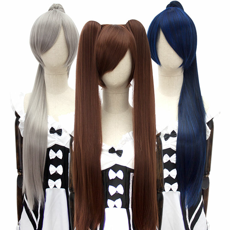 HSIU-Peluca de cola de caballo de 80Cm de largo, peluca sintética de fibra de alta temperatura, para fiesta de Anime, 14 colores