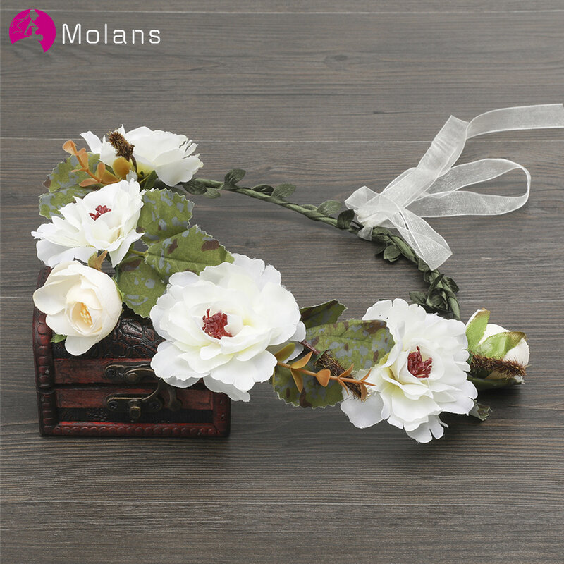 Molans muti-color 여성을위한 간단한 꽃 hairbands 작은 단색 꽃 수제 패브릭 리본 화환 액세서리 휴일