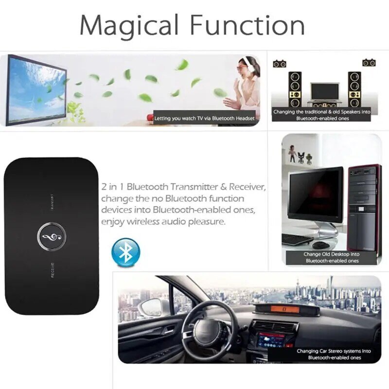 2 in1 Bluetooth Transmitter Receiver Wireless Audio Music Adapter A2DP Aux For Headphones Speakers TV 3.5mm Receiver Sender