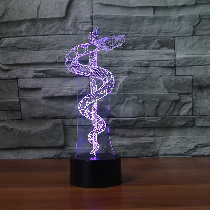 Snake Model 3D lampa kreatywna LED noc światło dotykowy pulpit lampa stołowa 7 kolorów do dekoracja do pokoju dziecięcego