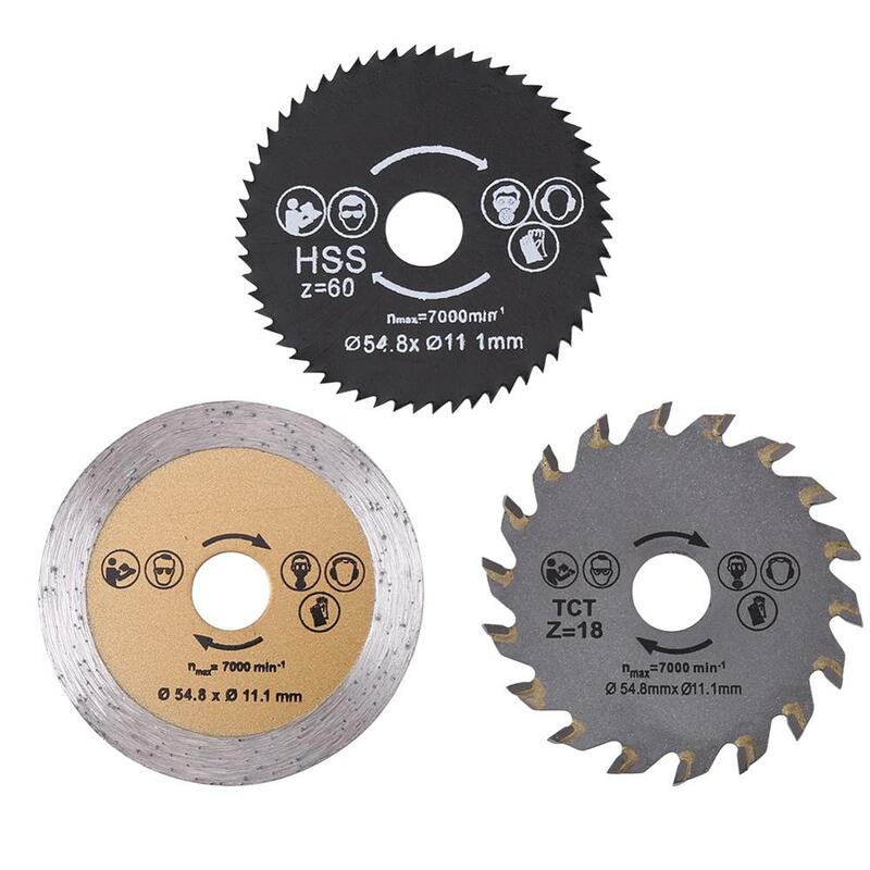 3Pcs 54.8mm Circular Saw Blade Cutting Disc HSS Cutter Disc Shank for Mini Drill Tools Wood Drills Tools Out +Mandrel High Quanl