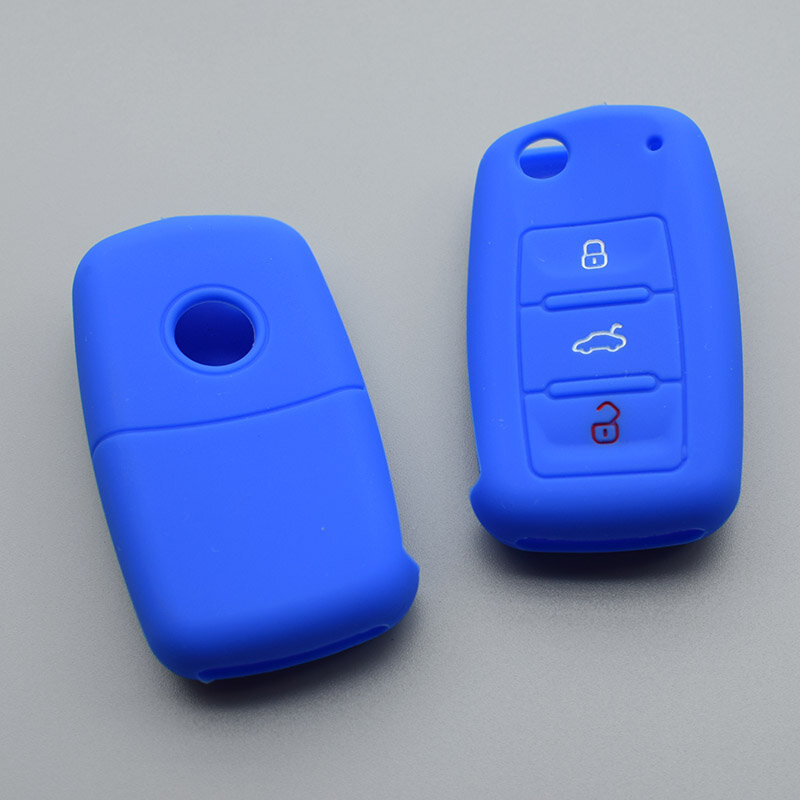 Funda protectora de silicona para llave de coche, accesorio plegable con 3 botones para VW, POLO, Golf 4, MK5, 6, SEAT ALTEA, TOLEDO, LEON