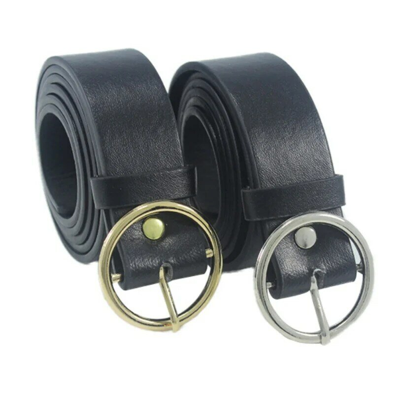 women belt Pu leather punk belt Round Metal Circle Belts Hot Designer Brand Punk O Ring leather belts cinturones para mujer