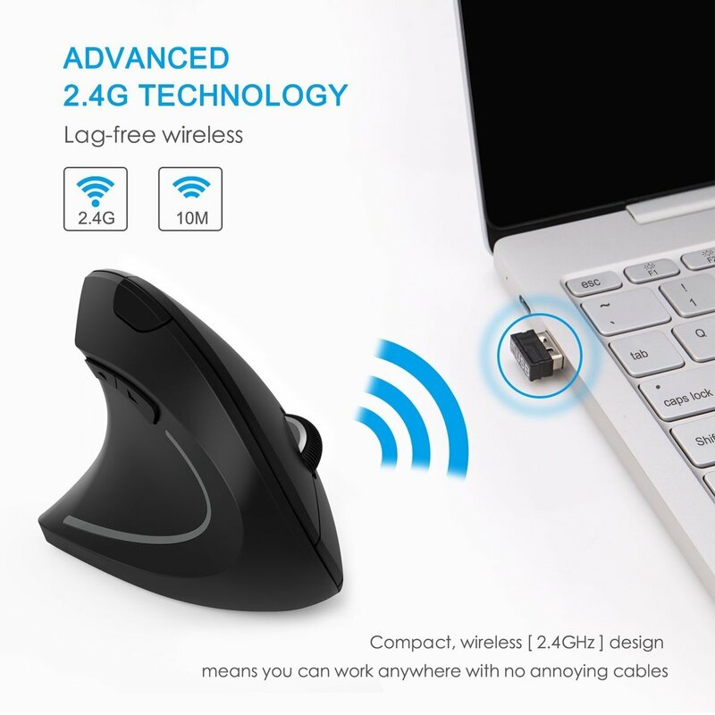 CHYI Mouse verticale ergonomico 2.4G Wireless destro sinistro Mouse da gioco per Computer 6D USB Mouse ottico Gamer Mouse per PC portatile