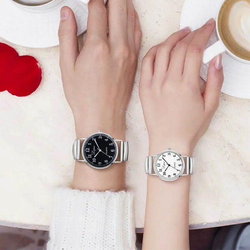 Женские кварцевые часы lvpai, часы из нержавеющей стали с эластичным телескопическим ремешком, подарок # W
