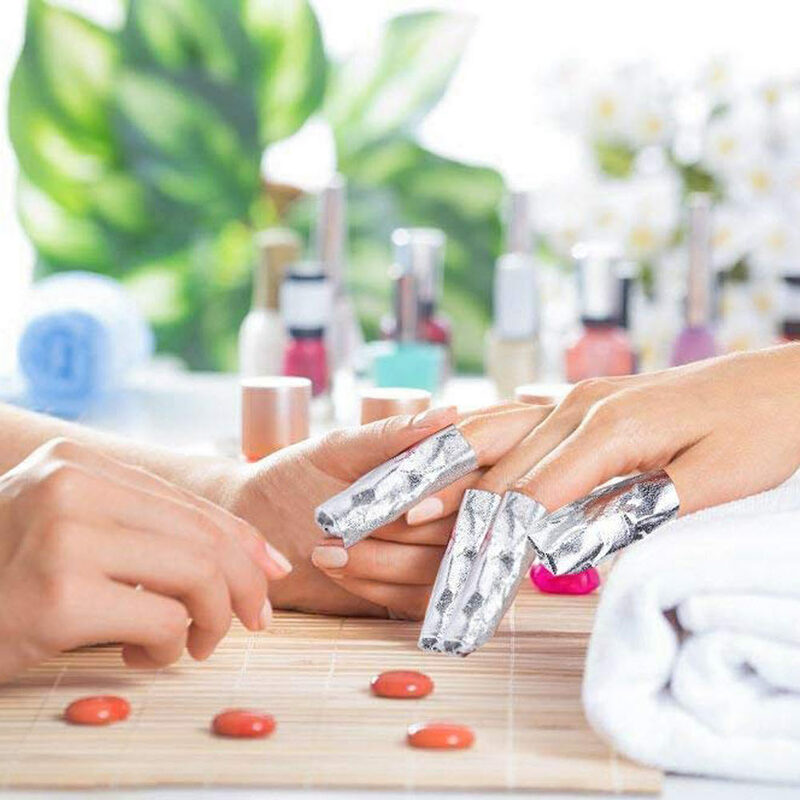 Papel de aluminio para decoración de uñas, esmalte de Gel acrílico, removedor de envolturas para manicura, limpieza de uñas, herramienta de maquillaje, 100 Uds.