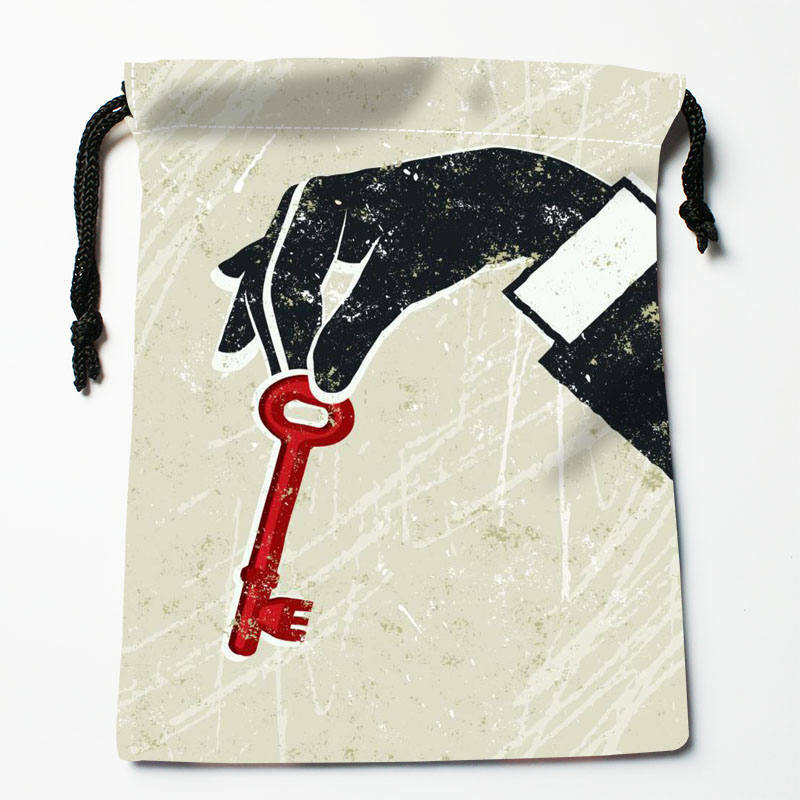 Bolsa de almacenamiento con impresión de ilustración personalizada, bolso de satén de alta calidad con cordón, de regalo, 18x22cm