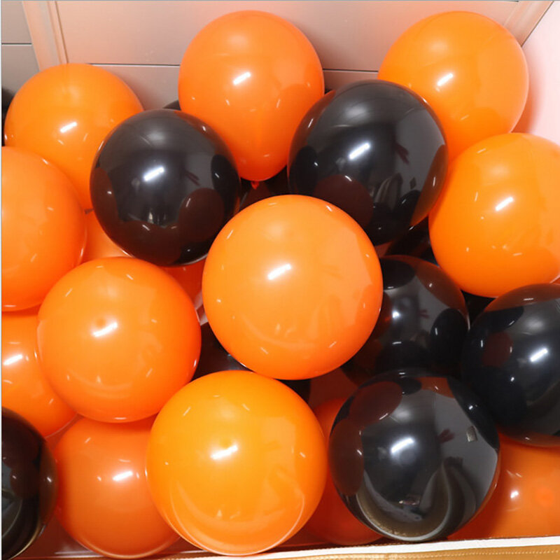 12個ハロウィン黒オレンジラテックスバルーンカボチャスケルトンハロウィンパーティーの装飾ヘリウム風船子供のおもちゃバーパーティーの装飾