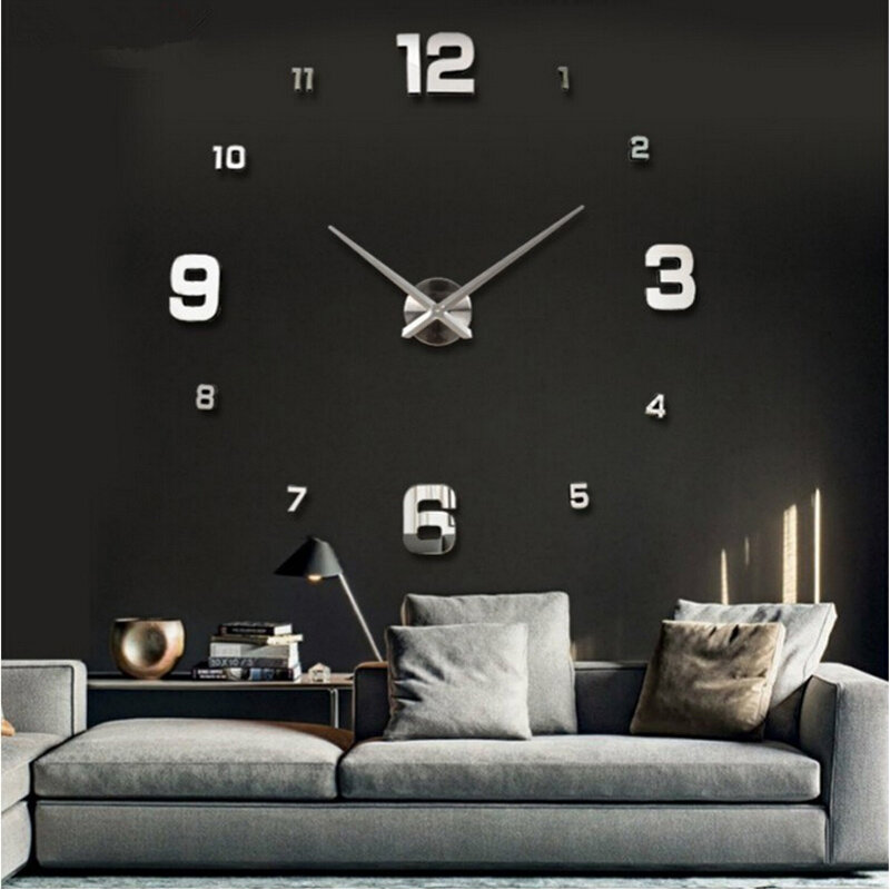 Speciale grande fai da te orologio da parete Living Room big acrilico specchio orologio al quarzo 3d stickers design moderno della decorazione della casa autoadesivo della parete