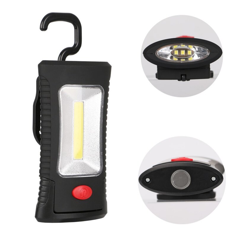 Sanyi lanterna led portátil multifuncional, cob, gancho dobrável, luz de inspeção, lanterna, lâmpada magnética, 3xaaa