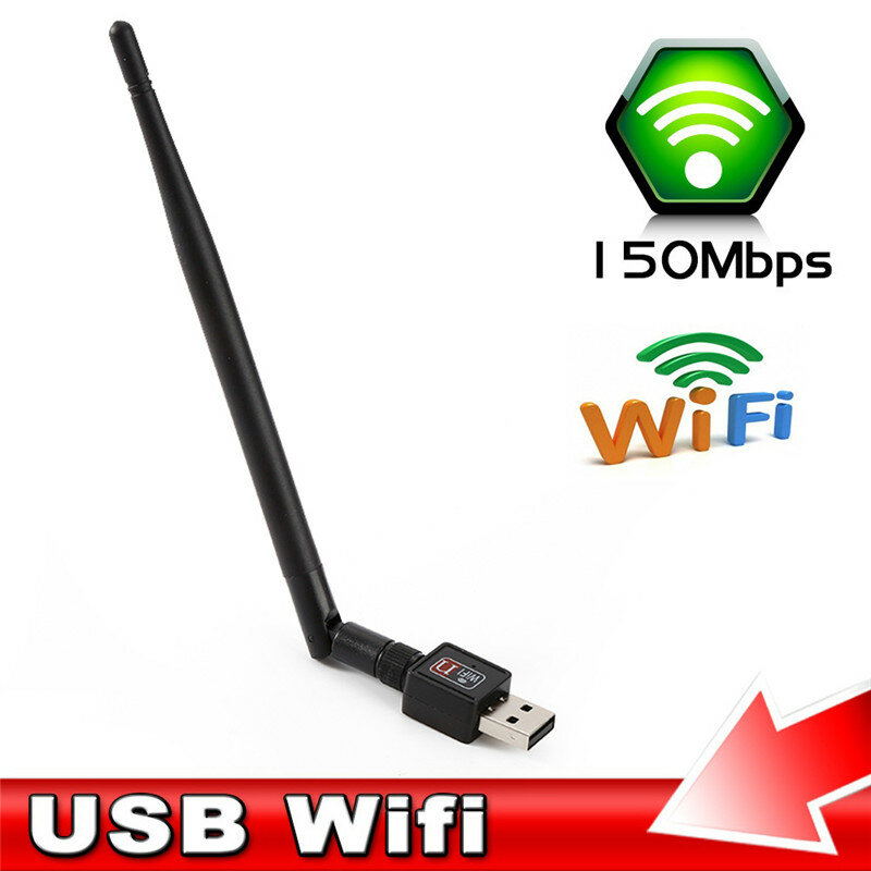 Mini Adaptador Wifi inalámbrico 150Mbps 5dB antena USB receptor Wifi tarjeta de red 802.11b/n/g de alta velocidad Adaptador Wifi