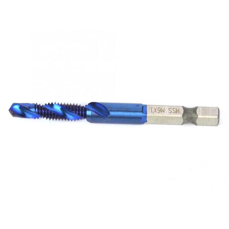 Broca de aço banhada azul de alta velocidade, 6.35mm, haste hexagonal, broca de ponta composta, hss
