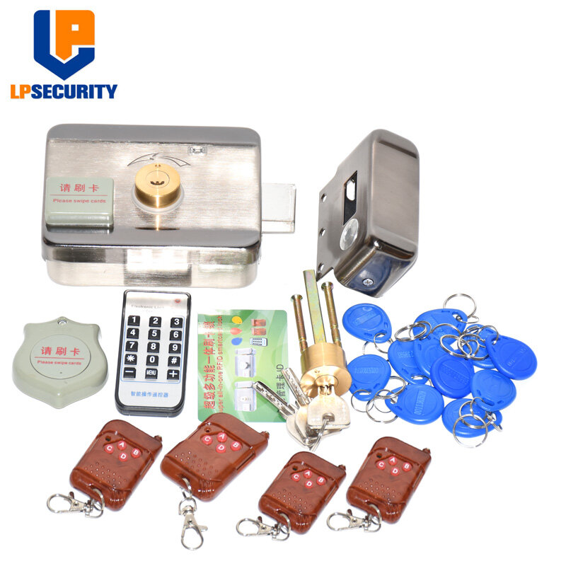 Cerradura electrónica RFID para puerta, sistema de Control de acceso de puerta de inducción magnética, con 15 etiquetas y mandos a distancia
