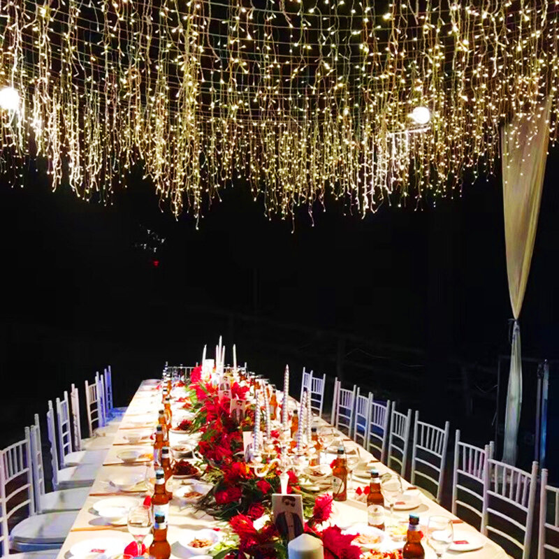 妖精カーテンつららストリングライト 216 Led 5 メートル × 0.8 メートルドループ星空ビーズ屋外ウェディングパーティークリスマス新年の装飾