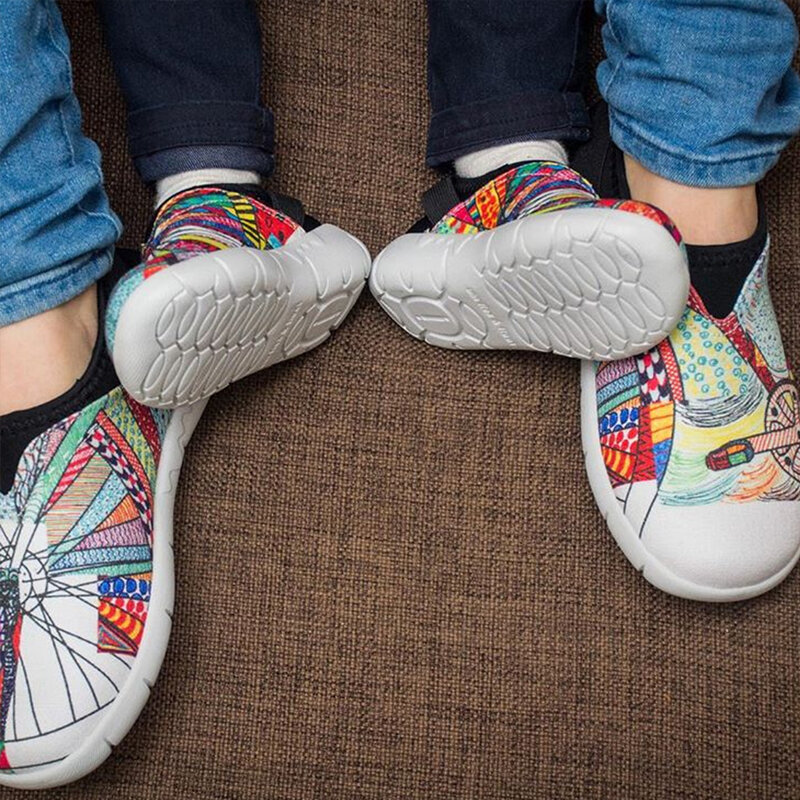 UIN-환상적인 라이드 디자인 어린이 페인트 캔버스 신발, 작은 아이를 위한 슬립온 소프트 스니커즈, 남아/여아 플랫