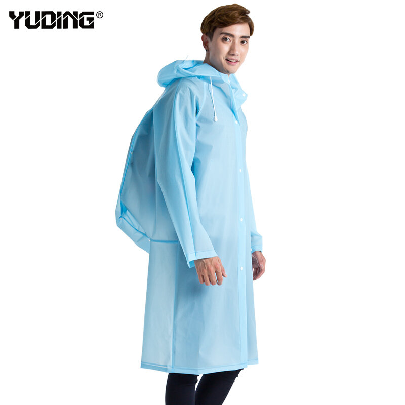Yuding เสื้อกันฝนพลาสติกหนาผู้หญิง Man Poncho กันน้ำสำหรับการเดินทาง Hiking Hooded สุภาพสตรีนักเรียนกระเป๋าน...