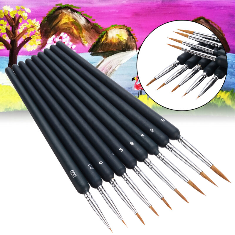 9Pcs Fine Watercolor Paint Brushes Weasel Hair Paint Brush Pen Sketched Line Pen for Oil Painting Drawing Stylus Art
