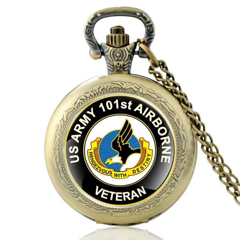 Exército DOS EUA 101st Airborne Veterano da Força Aérea de Quartzo Relógio de Bolso Do Vintage Colar Relógios