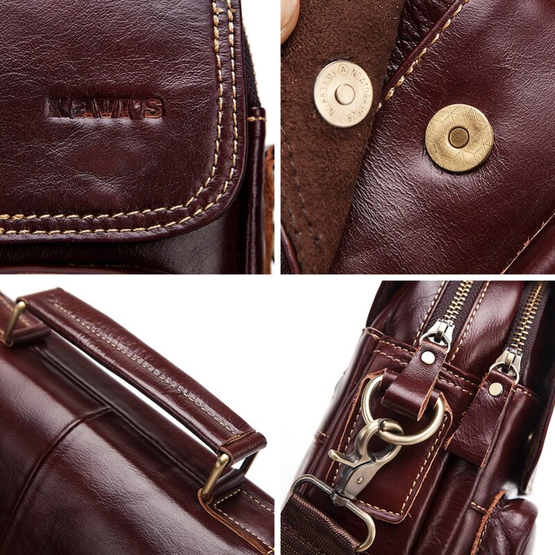 KAVIS Genuine Leather Crossbody Men Messenger Bag Male Small Man Flap Fashion Shoulder Bags Men's Travel New Handbags Hot Sale