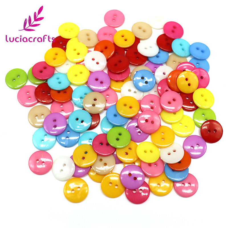 Lucia crafts Random 50pcs  2-Holes Resin Buttons Children  Scrapbooking DIY Button Sewing Apparel  E0408