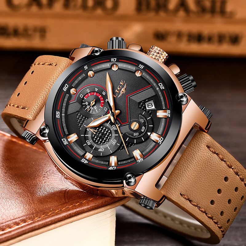 Reloje 2019 LIGE męskie zegarki męskie skórzane automatyczne data kwarcowe zegarki męskie luksusowe marki wodoodporny zegarek sportowy Relogio Masculino