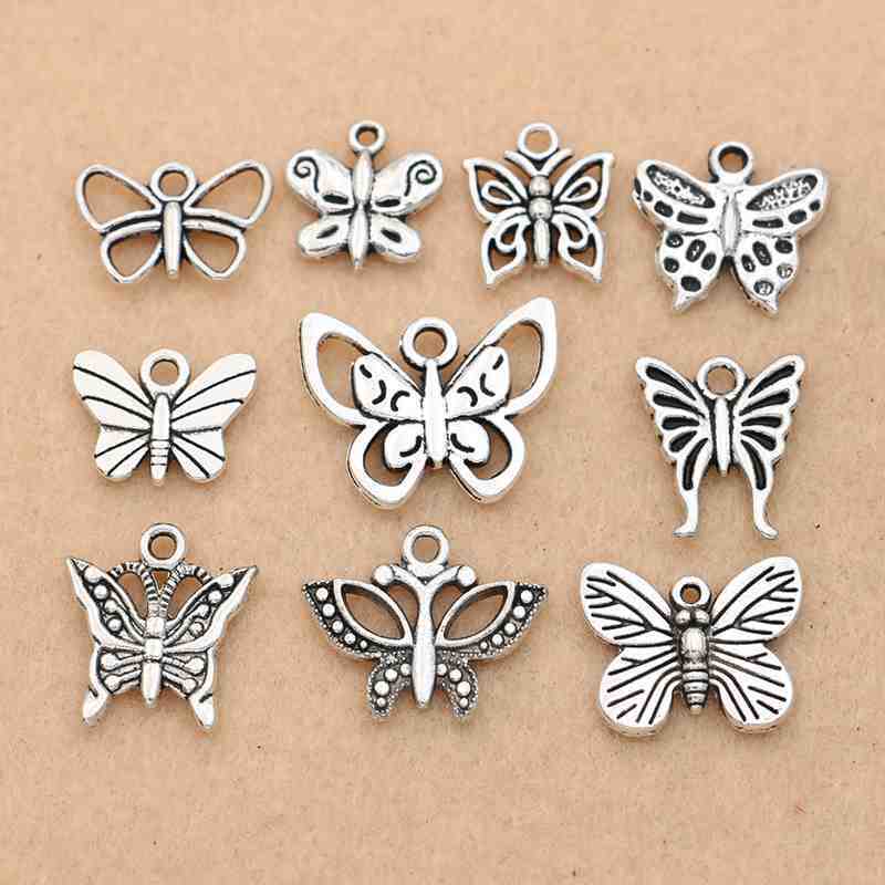 Mixed Tibetischen Silber Überzogene Schmetterling Libelle Charm Anhänger für Armband Halskette Schmuck Zubehör Handgemachte DIY