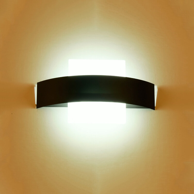 Nordic อลูมิเนียมไฟ Led ผนังโคมไฟ Up Down สีขาวสีดำในร่ม wall light สำหรับ Home ห้องนอนบันไดข้างเตียงห้องน้ำทาง...