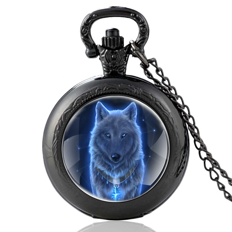 Новая мода Винтаж бронзовый таинственный волк кварцевые карманные часы ретро для мужчин женщин волк кулон ожерелье антикварные украшения